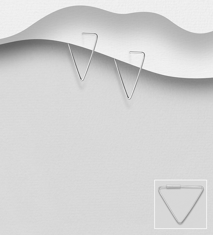 706-24843 - Wholesale 925 Sterling Silver Triangle Hoop Earrings
