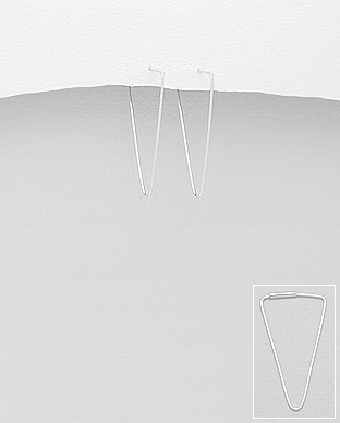 706-24844 - Wholesale 925 Sterling Silver Triangle Hoop Earrings