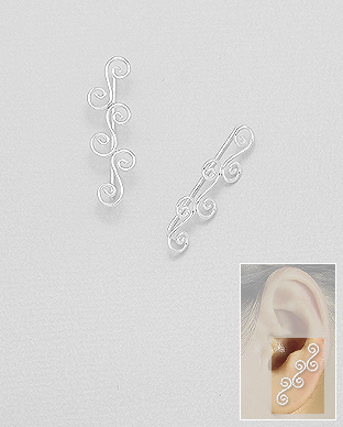 706-24878 - Wholesale 925 Sterling Silver Swirl Ear Pins
