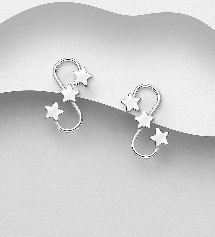 706-24879 - Wholesale 925 Sterling Silver Push-Back Infinity & Star Earrings