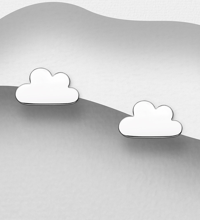 706-25025 - Wholesale 925 Sterling Silver Cloud Push-Back Earrings