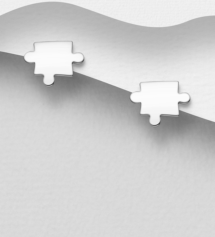 706-25026 - Wholesale 925 Sterling Silver Jigsaw Push-Back Earrings