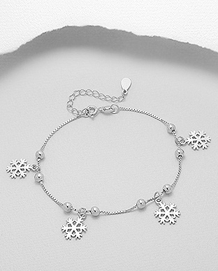 706-25042 - Wholesale 925 Sterling Silver Snowflake Bracelet