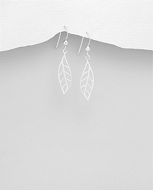 706-25080 - Wholesale 925 Sterling Silver Leaf Hook Earrings