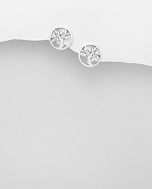 706-25104 - Wholesale 925 Sterling Silver Tree of Life Push-Back Earrings