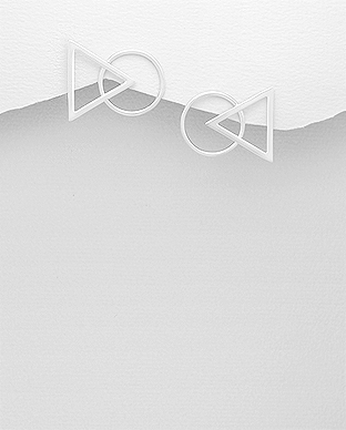 706-25146 - Wholesale 925 Sterling Silver Circle & Triangle Push-Back Earrings