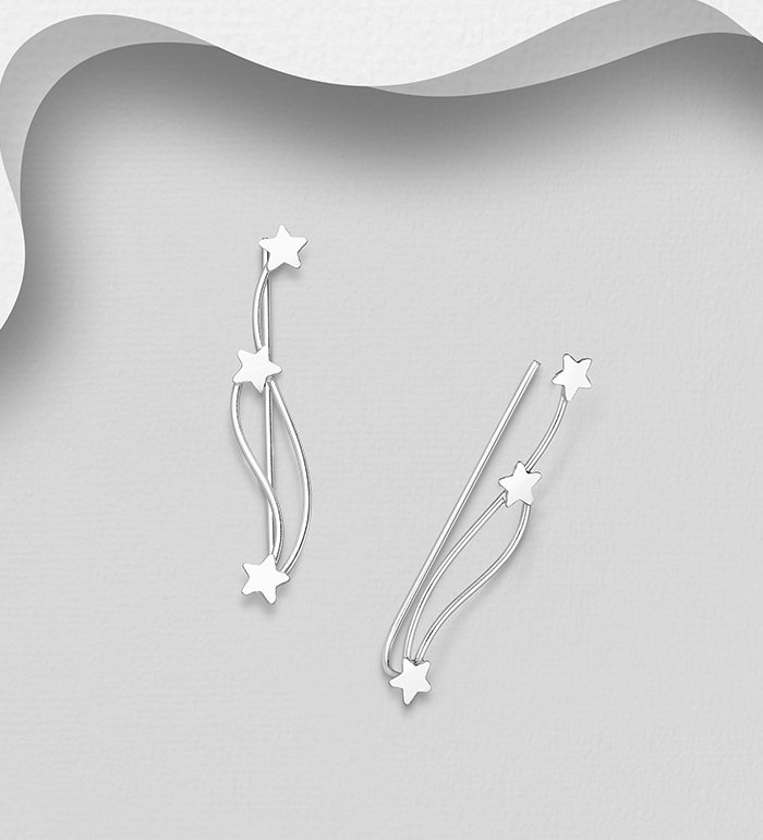 706-25171 - Wholesale 925 Sterling Silver Star Ear Pins