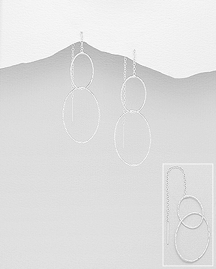 706-25198 - Wholesale 925 Sterling Silver Links & Oval Thread Earrings