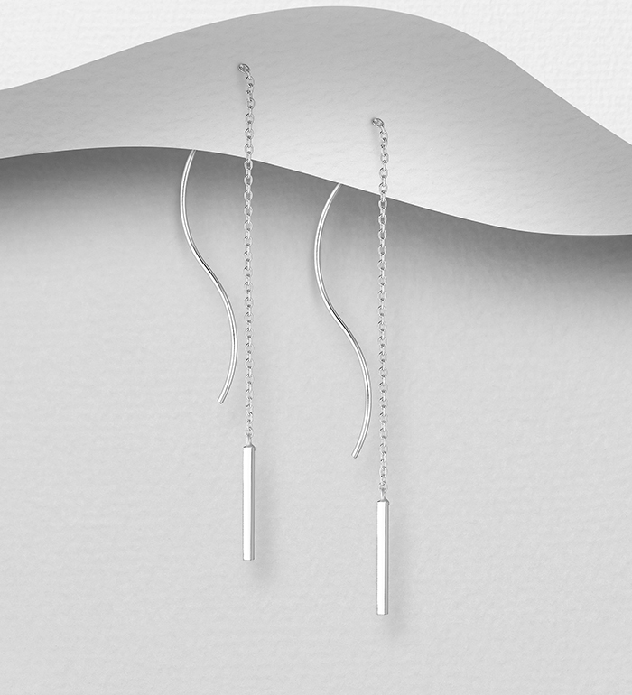 706-25257 - Wholesale 925 Sterling Silver Bar Thread Earrings