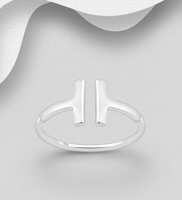 706-25299 - Wholesale 925 Sterling Silver Adjustable Bar Ring