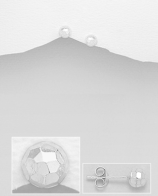 706-25394 - Wholesale 925 Sterling Silver Push-Back Faceted Ball Earrings