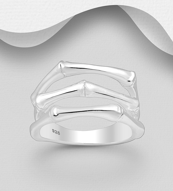 706-25418 - Wholesale 925 Sterling Silver Bamboo Layered Ring