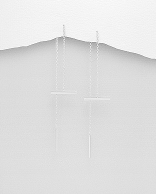706-25521 - Wholesale 925 Sterling Silver Bar Thread Earrings