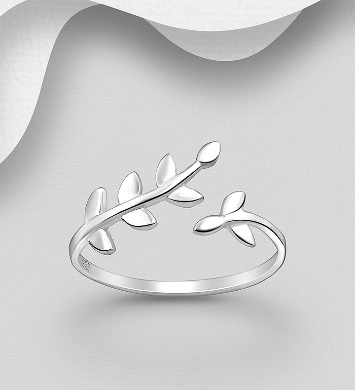 706-25662 - Wholesale 925 Sterling Silver Adjustable Leaf Ring