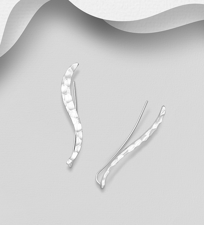 706-25691 - Wholesale 925 Sterling Silver Hammered Ear Pins