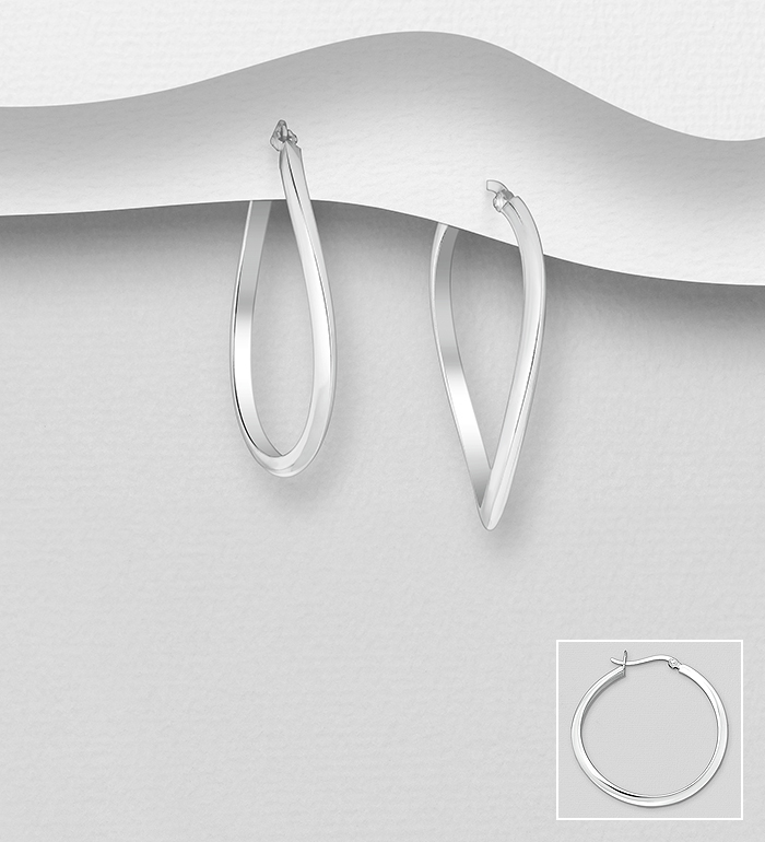 706-25697 - Wholesale 925 Sterling Silver Twisted Hoop Earrings