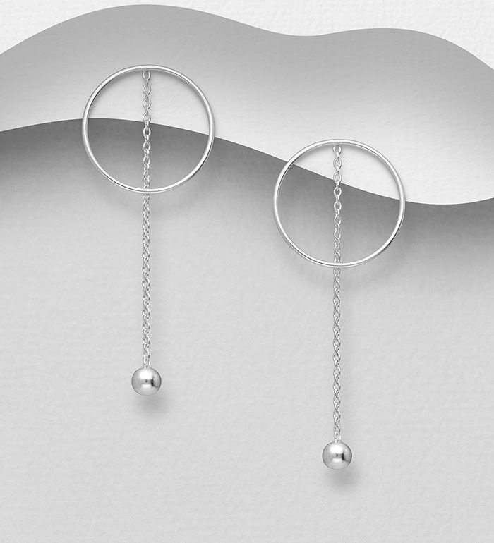 706-25759 - Wholesale 925 Sterling Silver Ball & Circle Push-Back Earrings