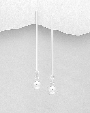706-25811 - Wholesale 925 Sterling Silver Ball & Bar Post, Push-Back Earrings