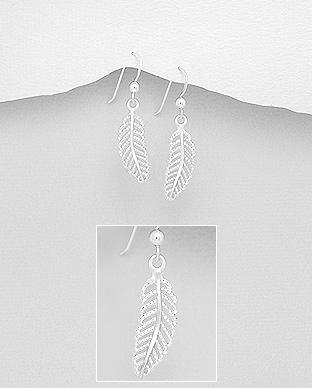 706-25911 - Wholesale 925 Sterling Silver Leaf Hook Earrings