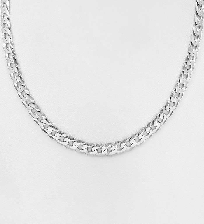 706-25926 - Italian Delight - Wholesale 925 Sterling Silver Curb Necklace, 5 mm Wide. Made in Italy.
