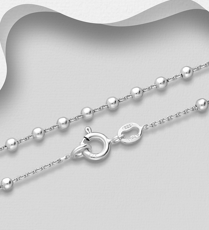 706-25929 - Italian Delight - Wholesale 925 Sterling Silver Ball Chain, 2.5 mm Wide, Made in Italy.