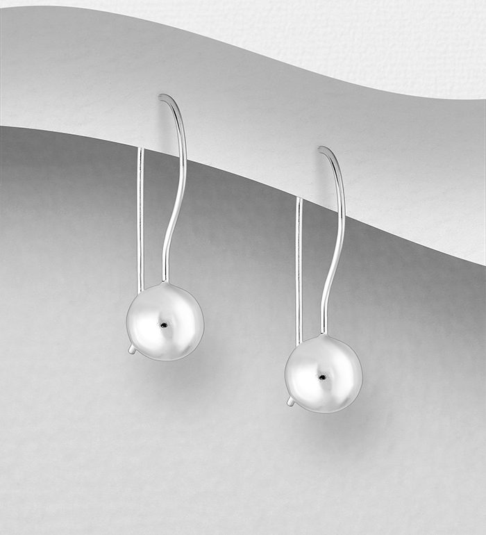 706-26005 - Wholesale 925 Sterling Silver Ball Kidney Earrings