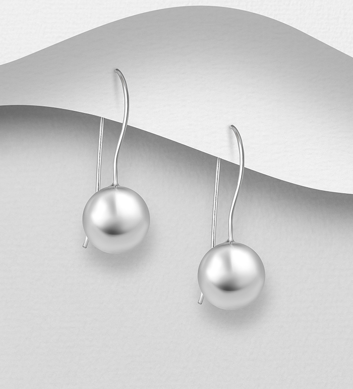 706-26007 - Wholesale 925 Sterling Silver Ball Kidney Earrings