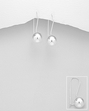 706-26009 - Wholesale 925 Sterling Silver Ball Kidney Earrings