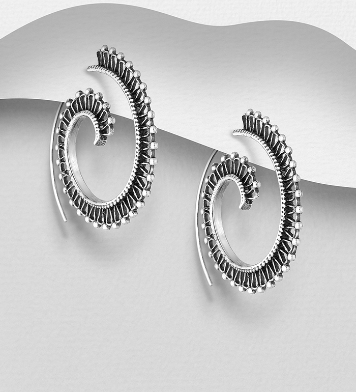 706-26027 - Wholesale 925 Sterling Silver Swirl Hook Earrings
