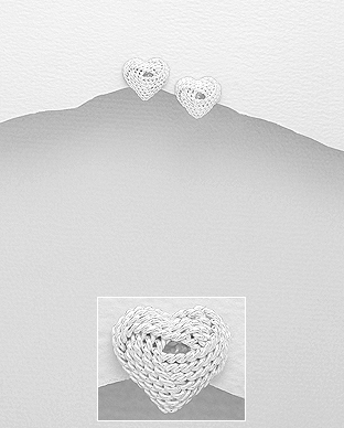 706-26074 - Wholesale 925 Sterling Silver Heart Push-Back Earrings