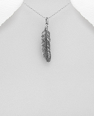 706-26095 - Wholesale 925 Sterling Silver Feather Pendant