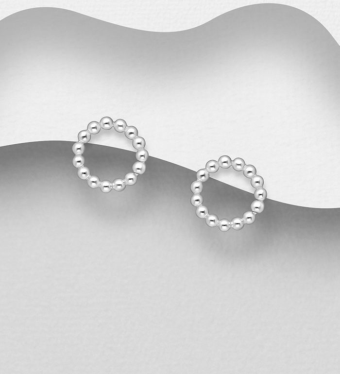 706-26103 - Wholesale 925 Sterling Silver Ball & Circle Push-Back Earrings