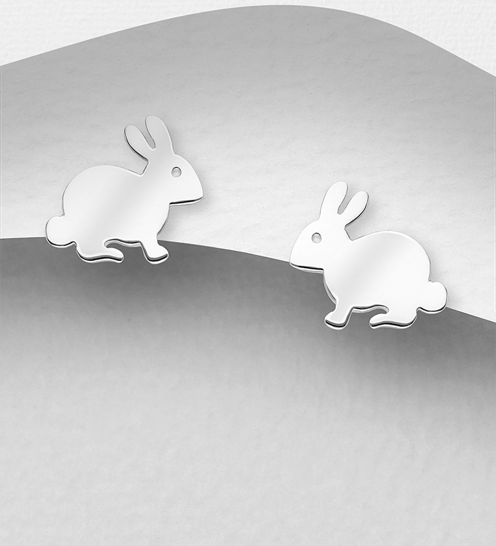 706-26119 - Wholesale 925 Sterling Silver Rabbit Push-Back Earrings