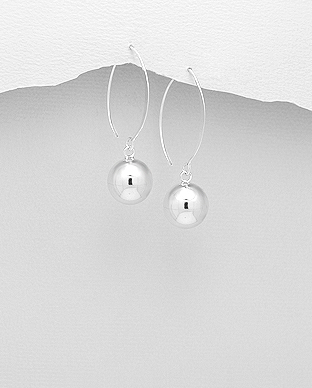 706-26187 - Wholesale 925 Sterling Silver Ball Hook Earrings