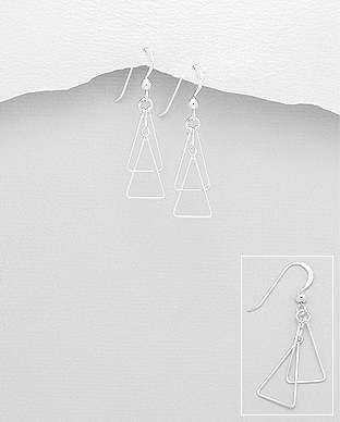 706-26190 - Wholesale 925 Sterling Silver Triangle Hook Earrings