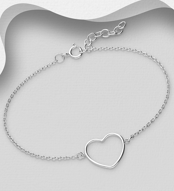 706-26194 - Wholesale 925 Sterling Silver Heart Bracelet