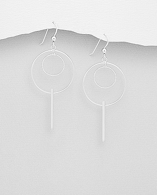 706-26248 - Wholesale 925 Sterling Silver Bar & Circle Hook Earrings