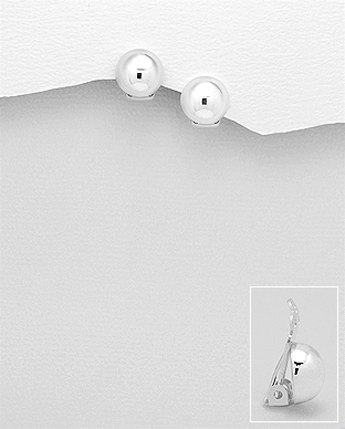 706-26260 - Wholesale 925 Sterling Silver Half Ball Clip Earrings