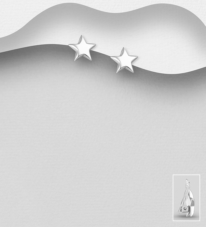 706-26262 - Wholesale 925 Sterling Silver Star Clip-On Earrings