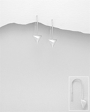 706-26351 - Wholesale 925 Sterling Silver Pyramid Hook Earrings