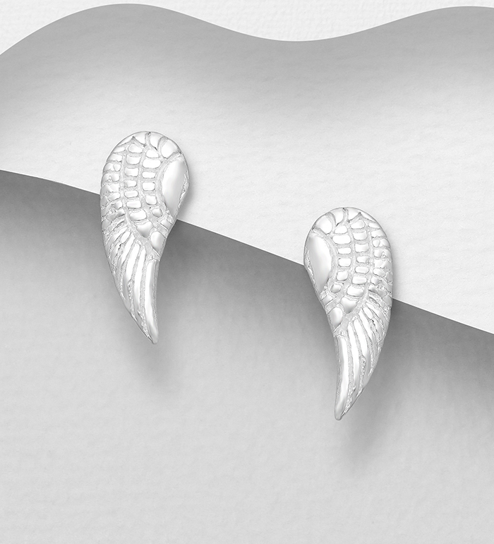 706-26421 - Wholesale 925 Sterling Silver Wings Push-Back Earrings
