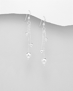 706-26484 - Wholesale 925 Sterling Silver Ball Hook Earrings