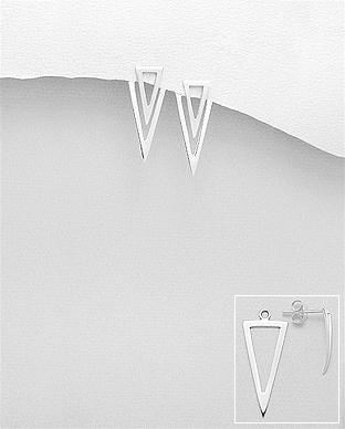 706-26502 - Wholesale 925 Sterling Silver Push-Back Triangle Earrings