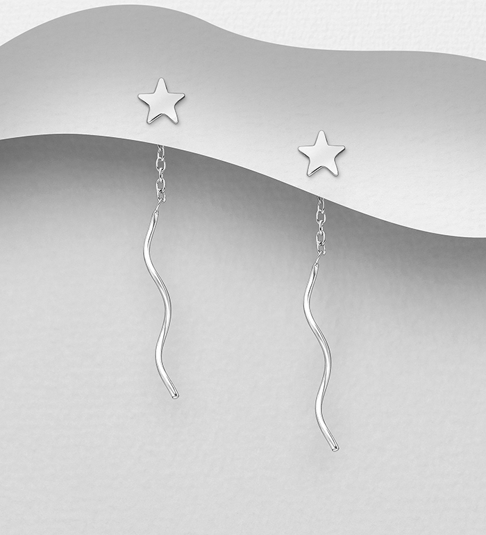 706-26841 - Wholesale 925 Sterling Silver Star Threader Earrings