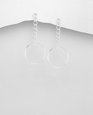 706-26860 - Wholesale 925 Sterling Silver Push-Back Circle Earrings