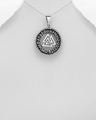 706-26871 - Wholesale 925 Sterling Silver Valknut Pendant