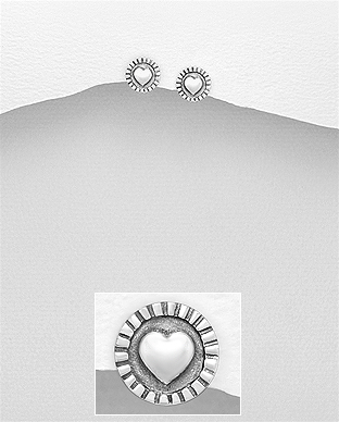 706-26878 - Wholesale 925 Sterling Silver Heart Push-Back Earrings