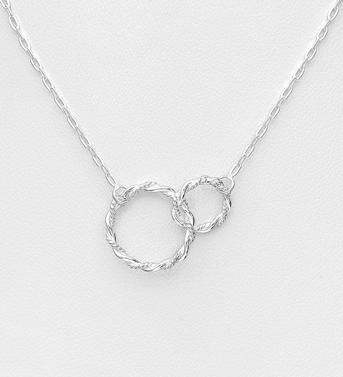 706-26916 - Wholesale 925 Sterling Silver Twisted Circle Links Necklace