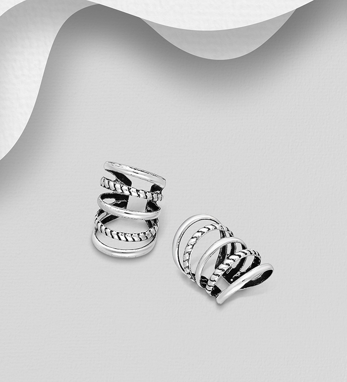 706-26964 - Wholesale 925 Sterling Silver Oxidized Ear Cuffs