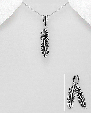706-26966 - Wholesale 925 Sterling Silver Feather Pendant